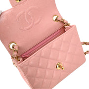 Chanel 2003-2004 Pink Caviar Mini Classic Square Flap Bag