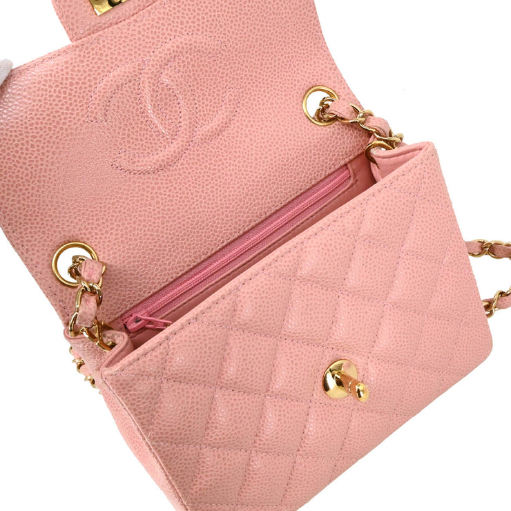 Chanel 2003-2004 Pink Caviar Mini Classic Square Flap Bag
