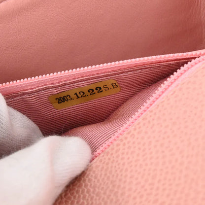 Chanel 2003-2004 Pink Caviar Mini Classic Square Flap Bag