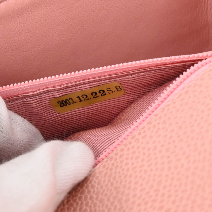 Chanel 2003-2004 Pink Caviar Mini Classic Square Flap Bag