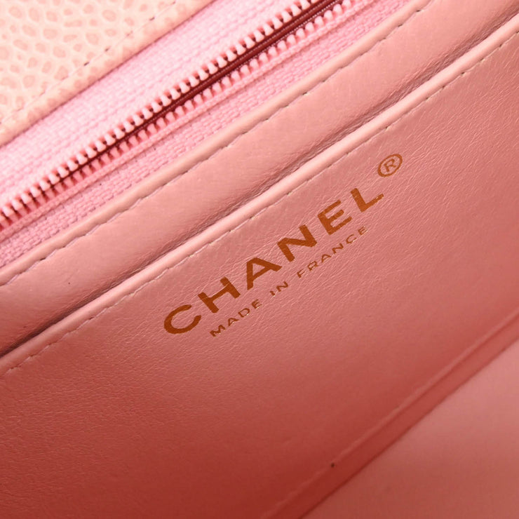 Chanel 2003-2004 Pink Caviar Mini Classic Square Flap Bag