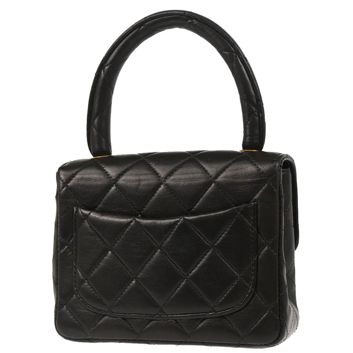Chanel 1991-1994 Black Lambskin Micro Classic Flap Handbag