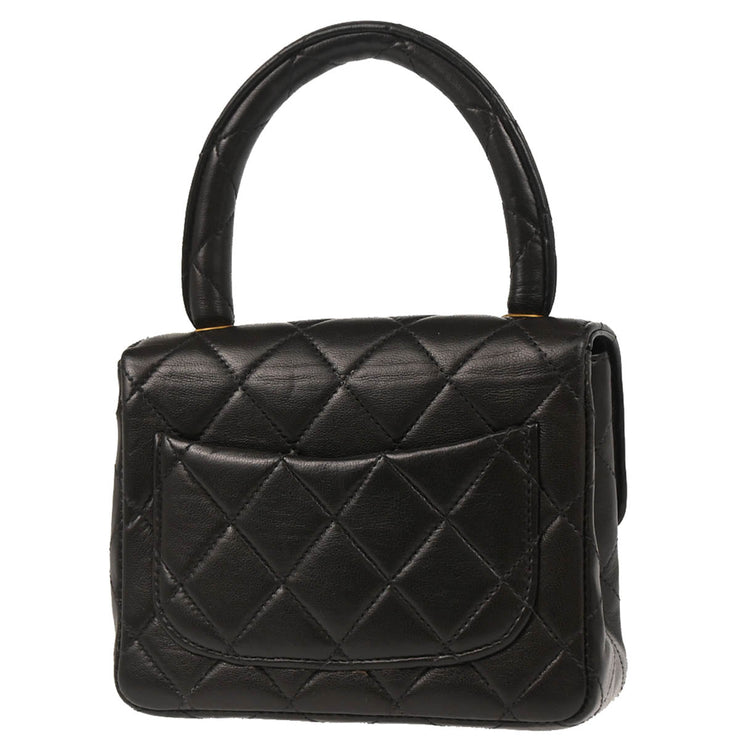 Chanel 1991-1994 Black Lambskin Micro Classic Flap Handbag