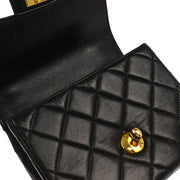 Chanel 1991-1994 Black Lambskin Micro Classic Flap Handbag