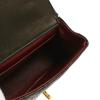 Chanel 1991-1994 Black Lambskin Micro Classic Flap Handbag