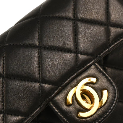 Chanel 1991-1994 Black Lambskin Micro Classic Flap Handbag
