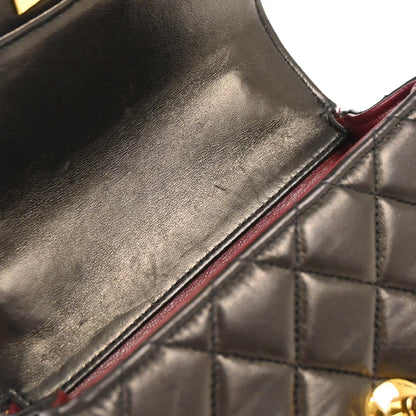 Chanel 1991-1994 Black Lambskin Micro Classic Flap Handbag