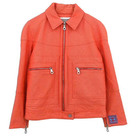 Chanel 2002 Sport Line Zip Up Jacket Orange #38
