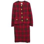 Celine Setup Suit Jacket Skirt Red #36