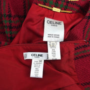 Celine Setup Suit Jacket Skirt Red #36