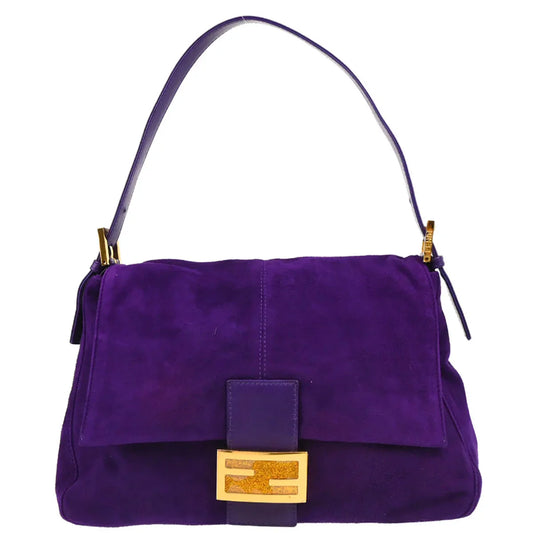 Fendi 2000 Purple Suede Mamma Baguette Handbag