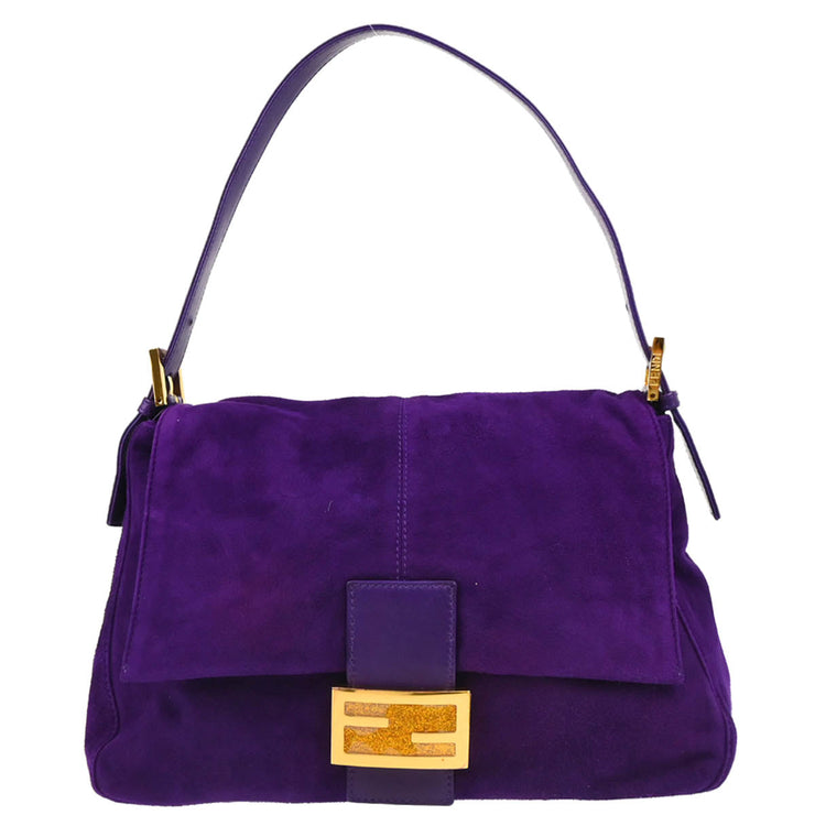 Fendi Purple Suede Mamma Baguette Handbag