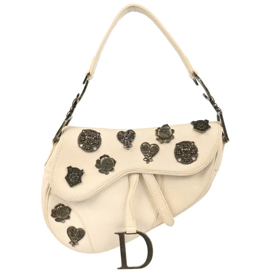 Christian Dior 2006 White Leather Saddle Handbag