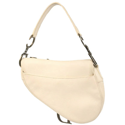 Christian Dior 2006 White Leather Saddle Handbag