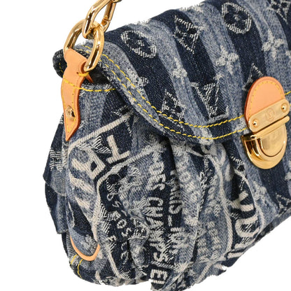 Louis Vuitton 2006 Blue Monogram Denim Mini Pleaty Raye Handbag M95333