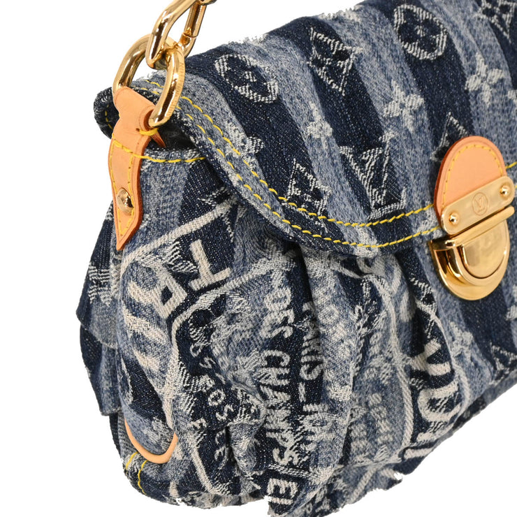 Louis Vuitton 2006 Blue Monogram Denim Mini Pleaty Raye Handbag M95333