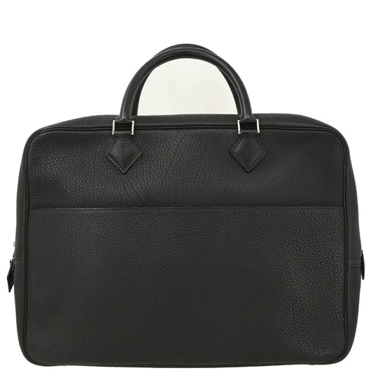 Hermes 2004 Black Fjord Plume Doc 38 Handbag
