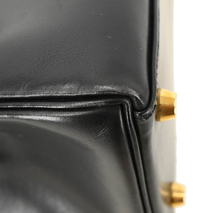 Hermes 1997 Black Box Calf Kelly 28 Retourne 2way Handbag