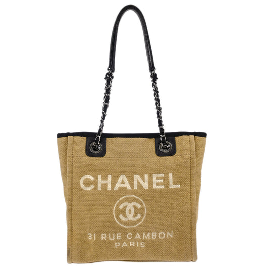 Chanel 2012 Beige Canvas Mini Deauville Shoulder Tote Bag