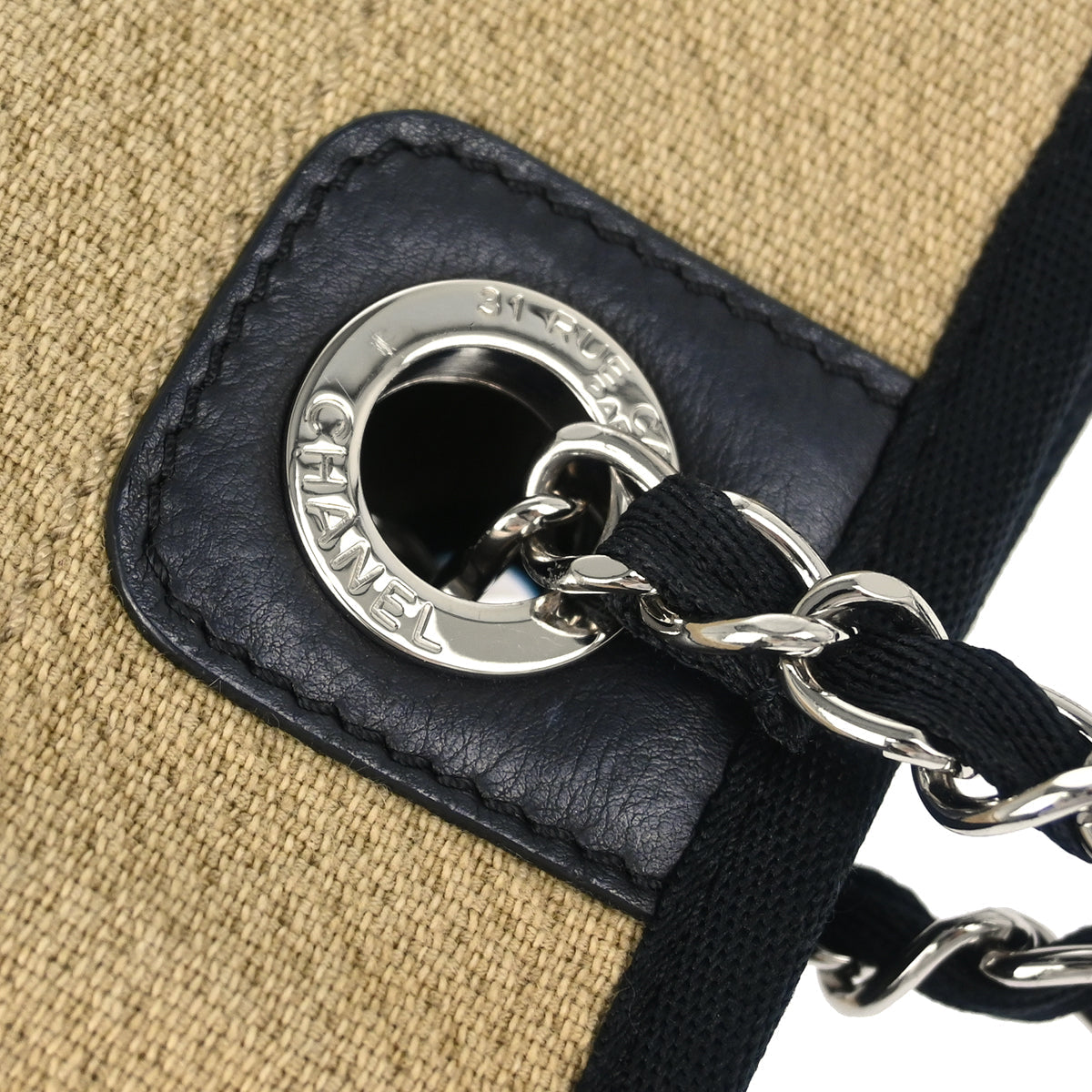 Chanel 2012 Beige Canvas Mini Deauville Shoulder Tote Bag