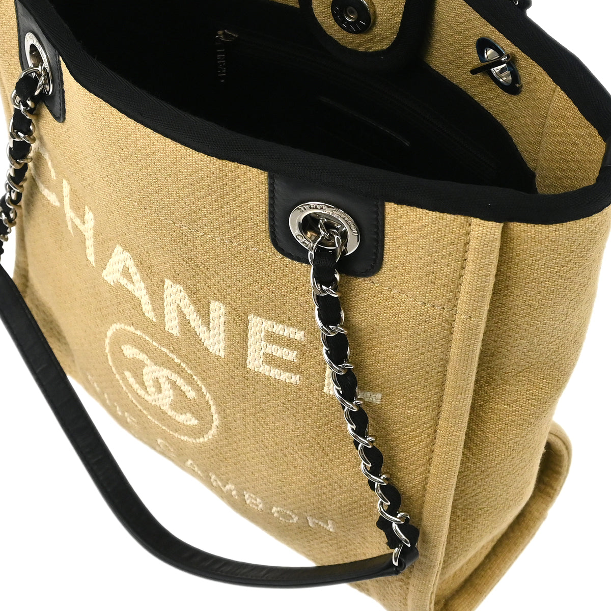 Chanel 2012 Beige Canvas Mini Deauville Shoulder Tote Bag
