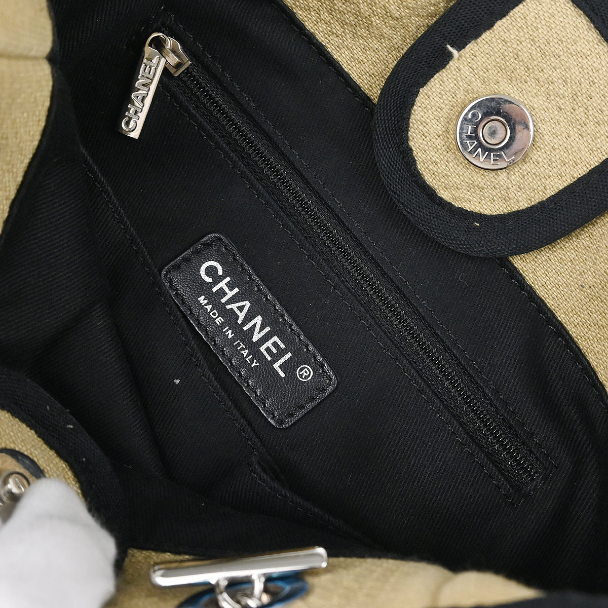 Chanel 2012 Beige Canvas Mini Deauville Shoulder Tote Bag