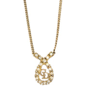 Christian Dior Necklace Pendant Gold Rhinestone