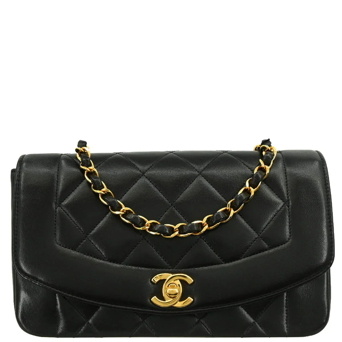 Chanel Black Lambskin Small Diana Shoulder Bag