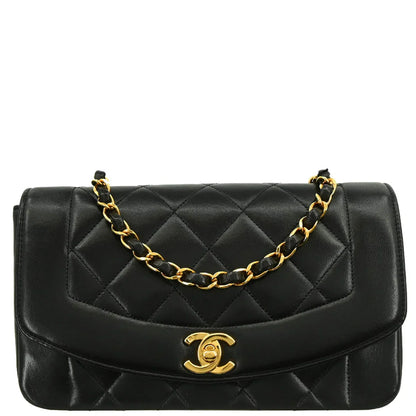 Chanel Black Lambskin Small Diana Shoulder Bag