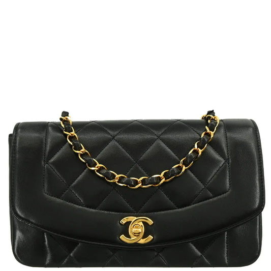 Chanel Black Lambskin Small Diana Shoulder Bag