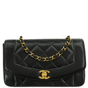 Chanel 1994-1996 Black Lambskin Small Diana Shoulder Bag