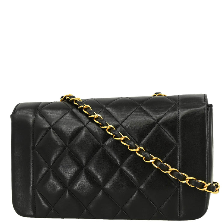 Chanel 1994-1996 Black Lambskin Small Diana Shoulder Bag