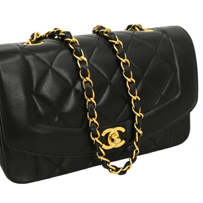 Chanel Black Lambskin Small Diana Shoulder Bag