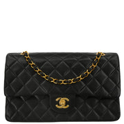Chanel 1994-1996 Black Lambskin Medium Double Flap Shoulder Bag