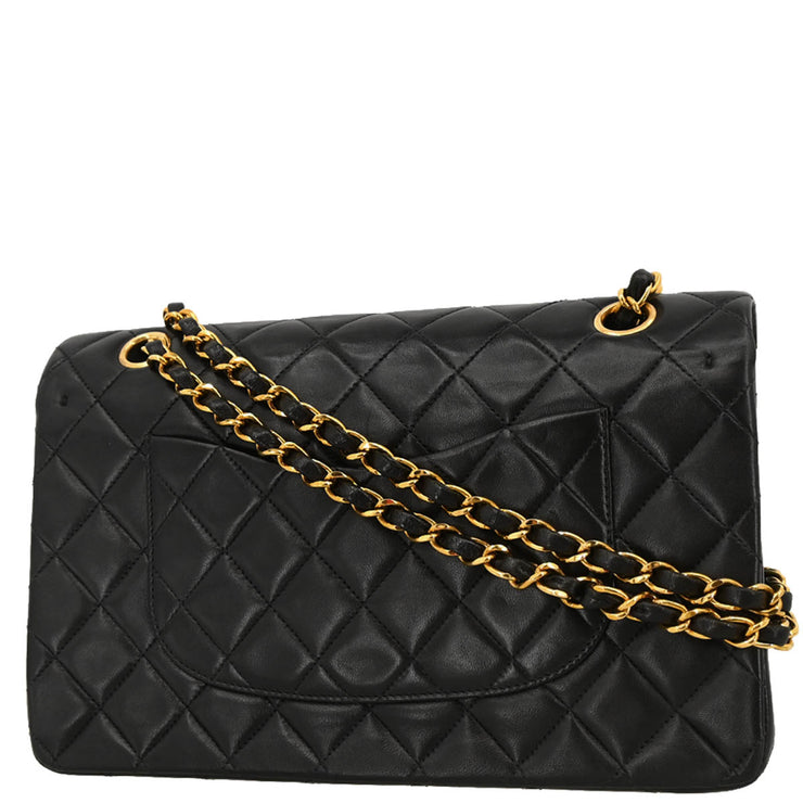 Chanel 1994-1996 Black Lambskin Medium Double Flap Shoulder Bag