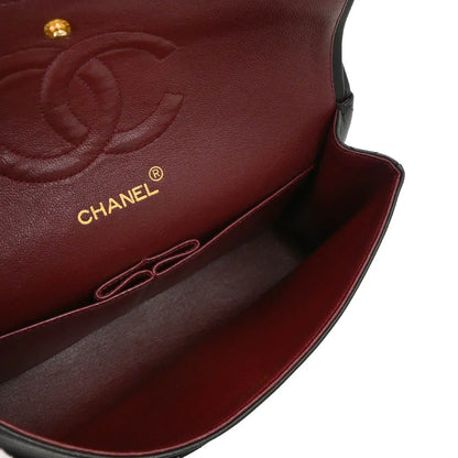 Chanel 1994-1996 Black Lambskin Medium Classic Double Flap Shoulder Bag