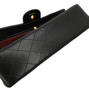 Chanel 1994-1996 Black Lambskin Medium Double Flap Shoulder Bag