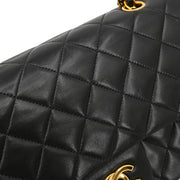 Chanel 1994-1996 Black Lambskin Medium Double Flap Shoulder Bag