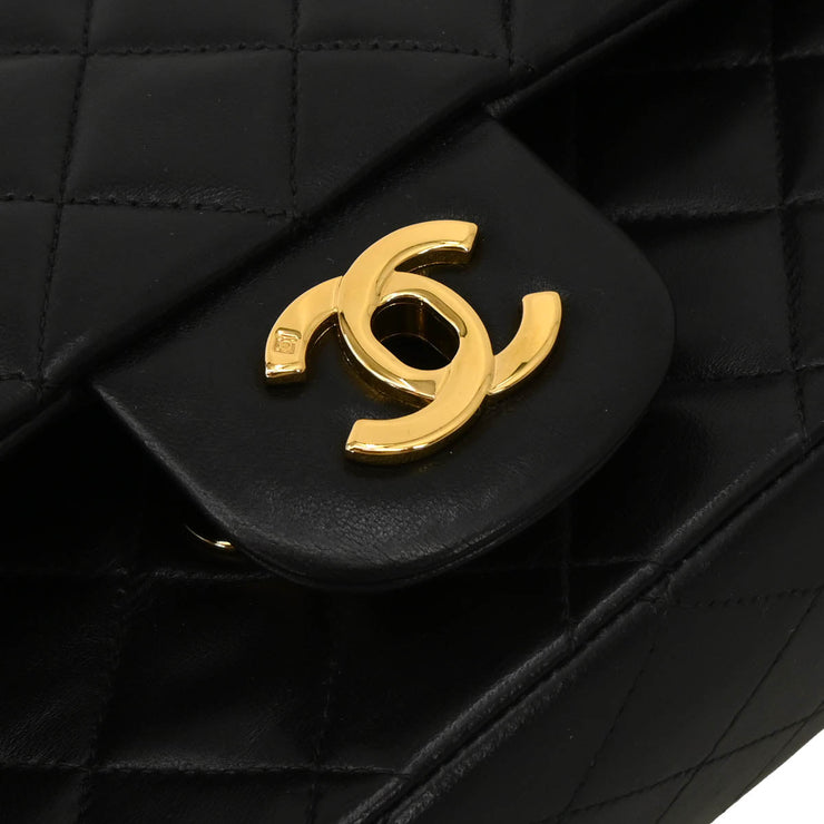 Chanel 1994-1996 Black Lambskin Medium Double Flap Shoulder Bag