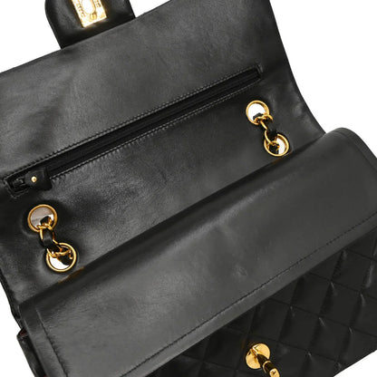 Chanel 1994-1996 Black Lambskin Medium Classic Double Flap Shoulder Bag