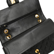 Chanel 1994-1996 Black Lambskin Medium Double Flap Shoulder Bag