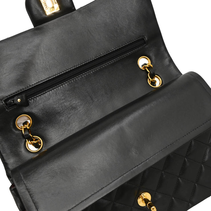 Chanel 1994-1996 Black Lambskin Medium Double Flap Shoulder Bag