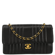 Chanel 1991-1994 Black Lambskin Mademoiselle Single Flap Shoulder Bag