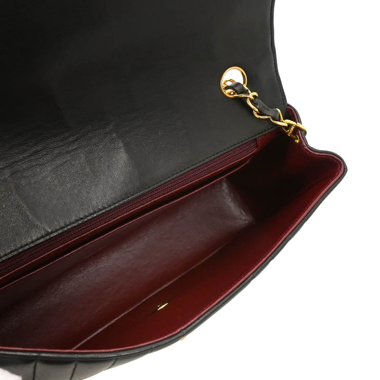 Chanel 1991-1994 Black Lambskin Mademoiselle Single Flap Shoulder Bag