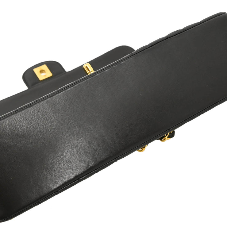 Chanel 1991-1994 Black Lambskin Mademoiselle Single Flap Shoulder Bag