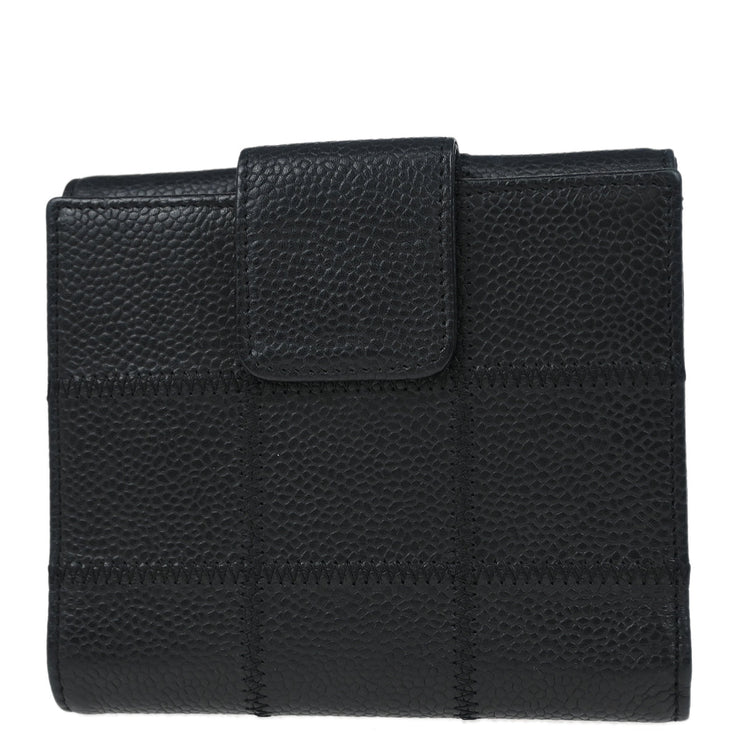 Chanel 2006 Black Caviar Choco Bar Trifold Wallet