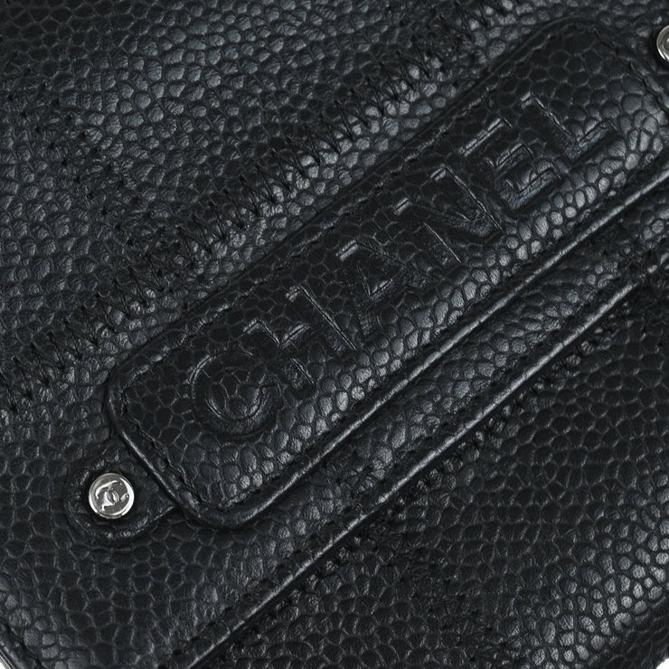 Chanel 2006 Black Caviar Choco Bar Trifold Wallet