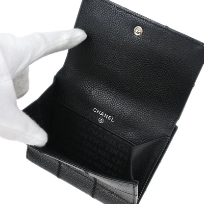 Chanel Black Caviar Choco Bar Trifold Wallet