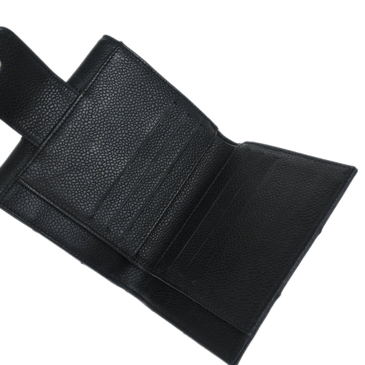 Chanel 2006 Black Caviar Choco Bar Trifold Wallet
