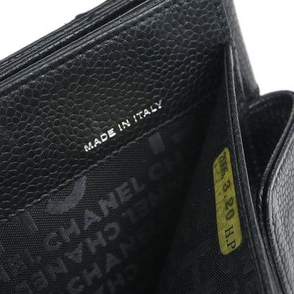 Chanel Black Caviar Choco Bar Trifold Wallet